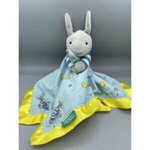 Goodnight Moon Bunny Lovey Security‎ Blanket Plush Blue Yellow